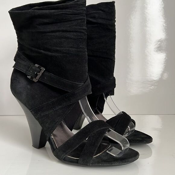 Chinese Laundry Black Faux Suede Slouchy Heeled Shoe Booties Size 9‎ - Picture 2 of 16